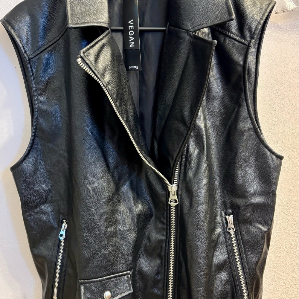Black vegan Leather Vest dress